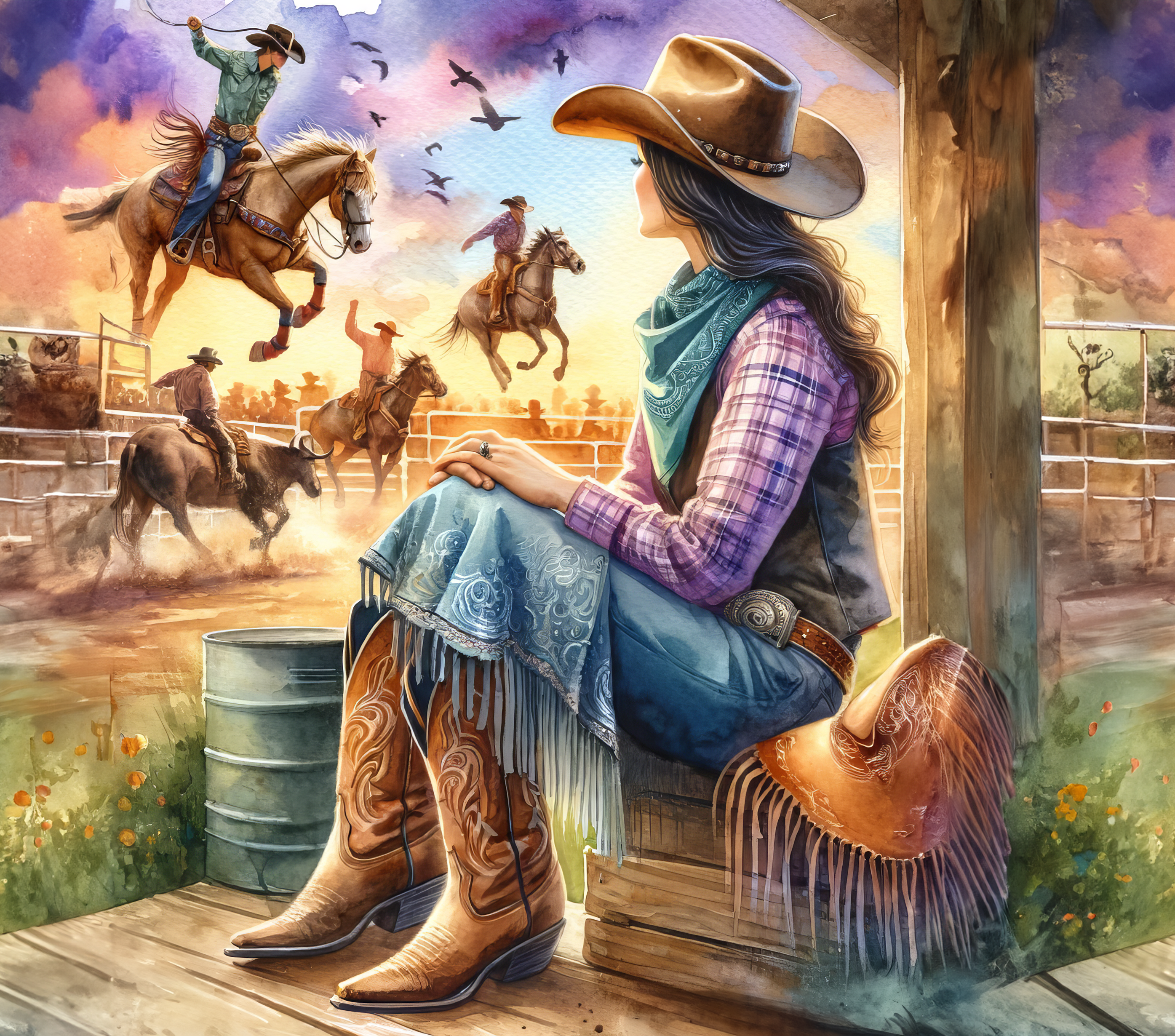 Cowgirl at Sunset 20oz Skinny Tumbler