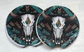 Aztec Cowhide Bull Skull Car Coasters — Seconds (Pair)