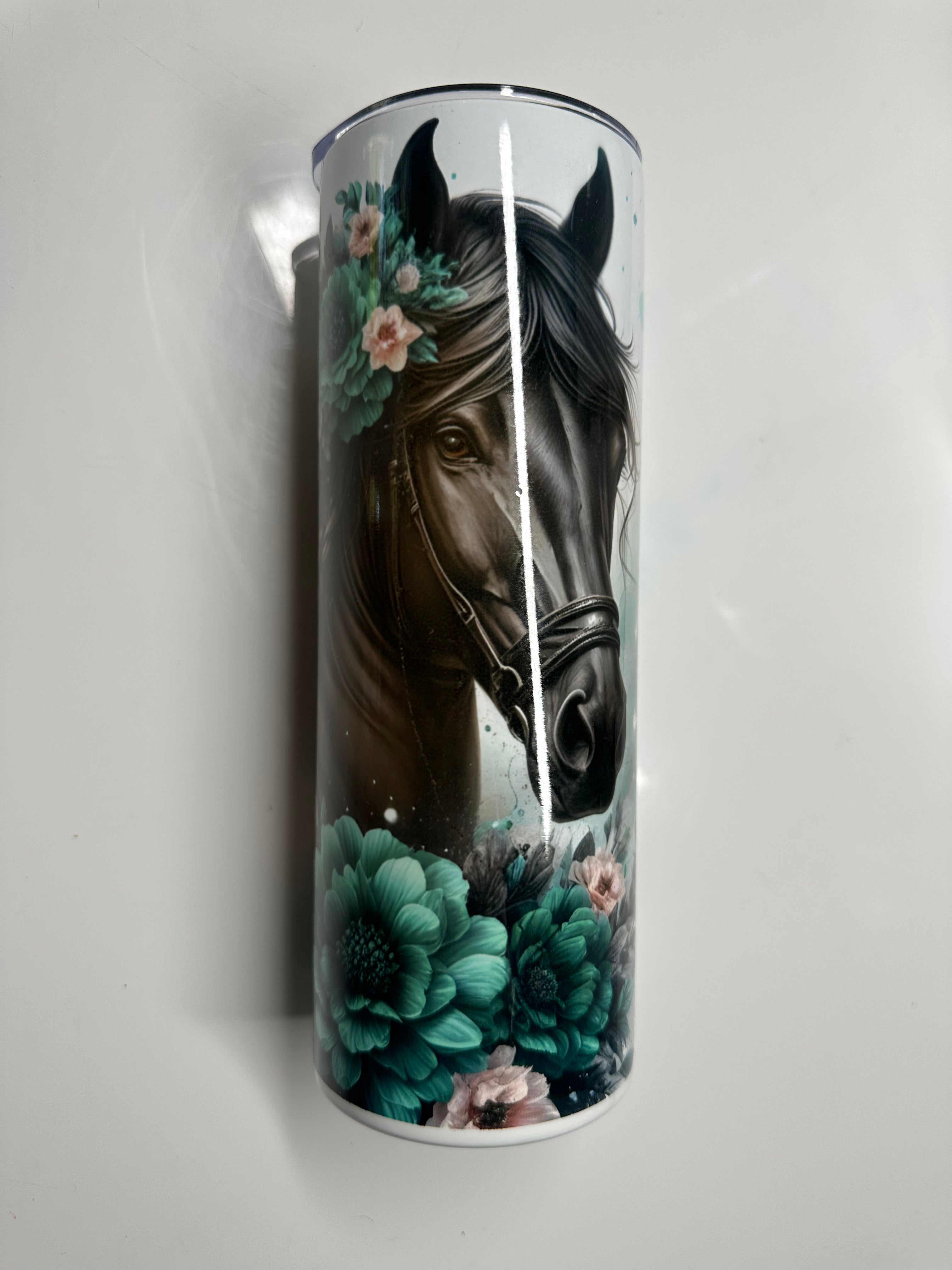 Horse with Floral Crown 20oz Skinny Tumbler