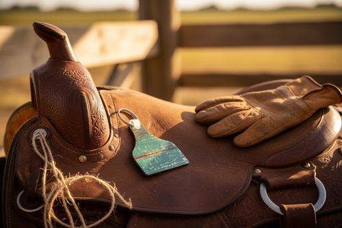 Cattle Tag Keyring – Rustic Teal Patina