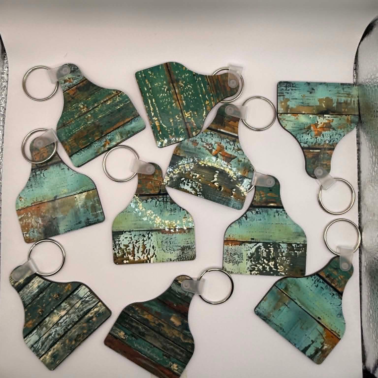Cattle Tag Keyring – Rustic Teal Patina