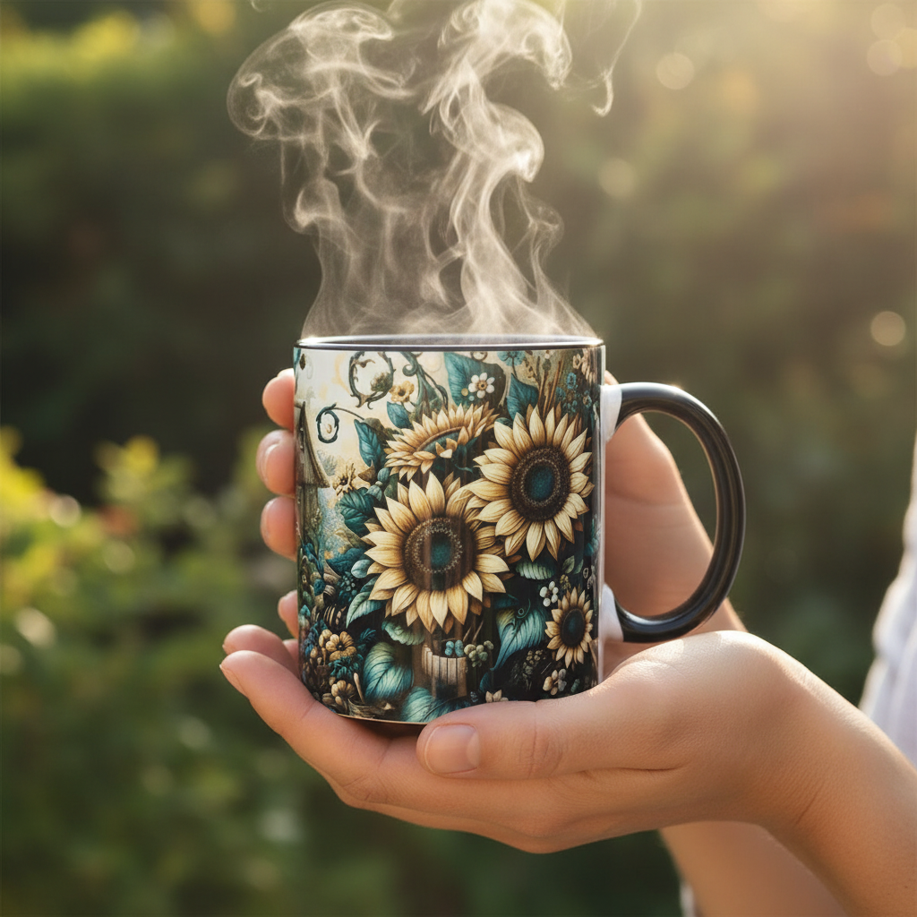 Enchanted Sunflower Garden Mug - Lifestyle