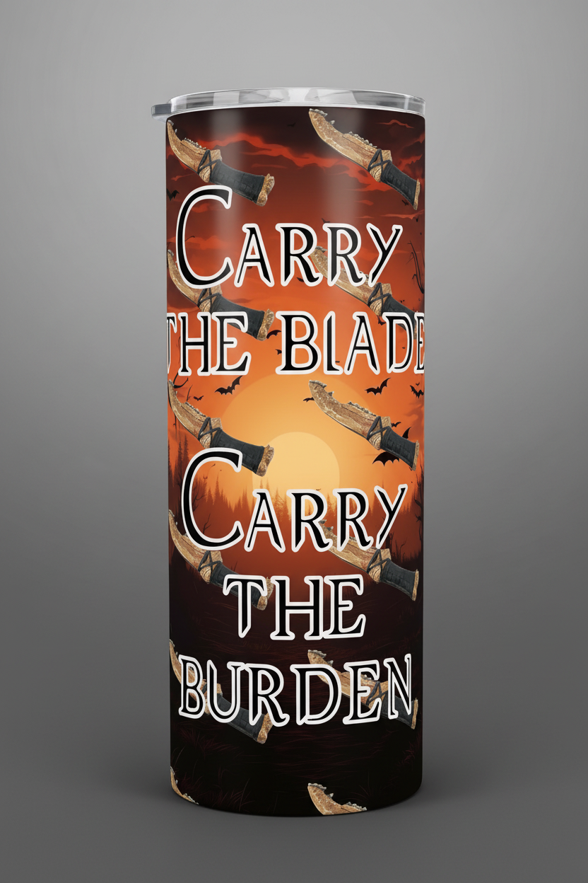 Carry the Blade Carry the Burden 20oz tumbler front view